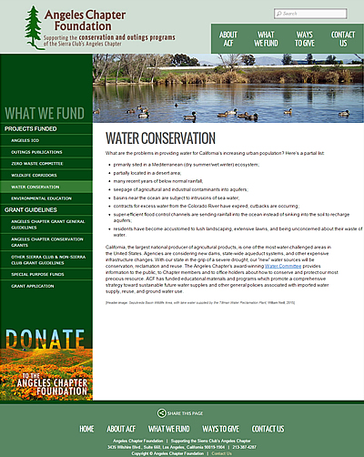 Angeles Chapter Foundation Water Conservation